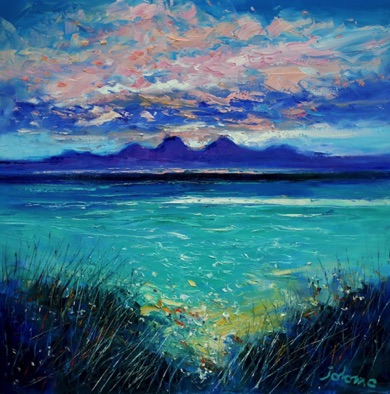 The Paps of Jura from Colonsay Eveninglight 24x24